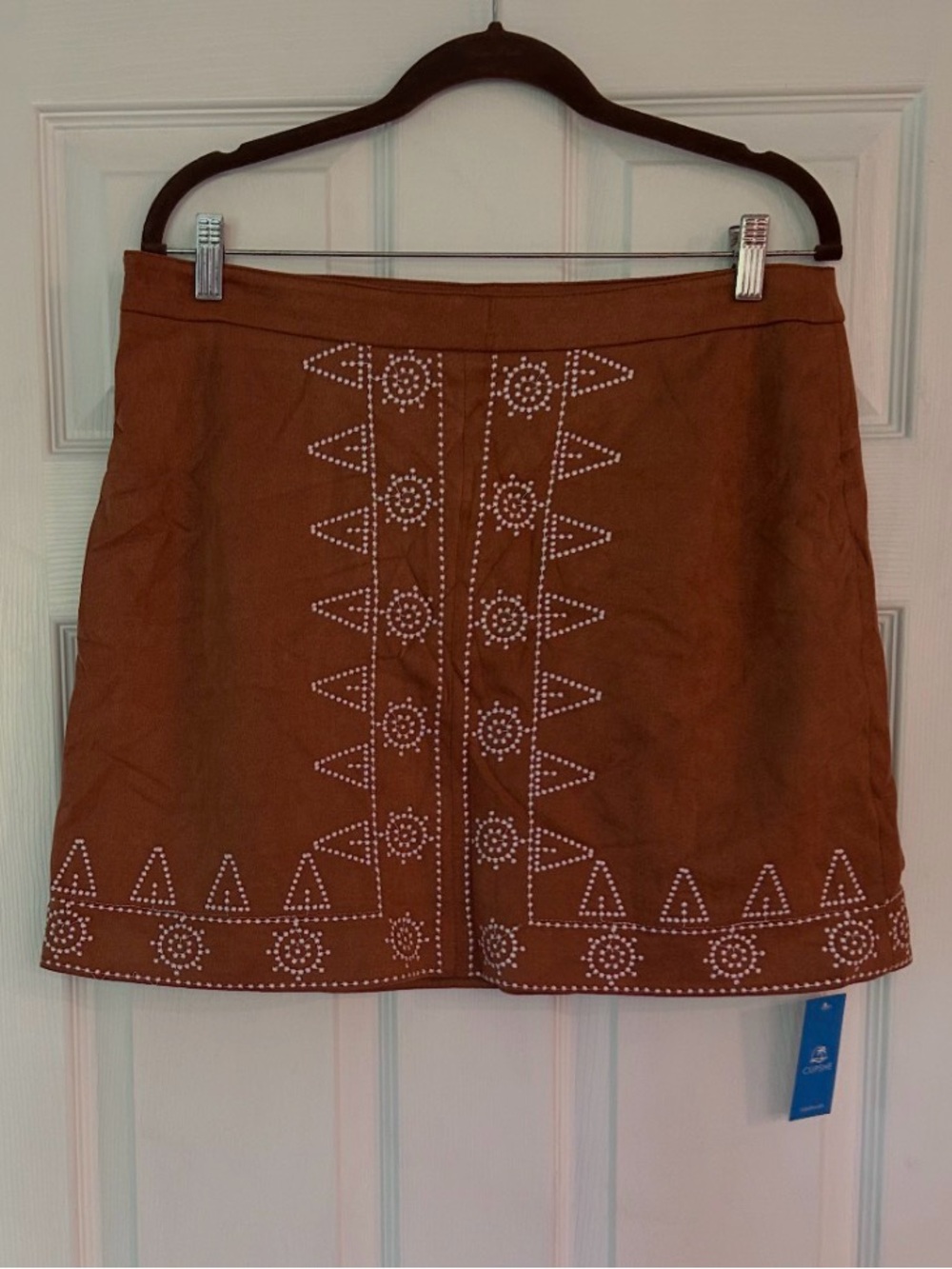 Cupshe Mini Skirt Size XL Brown Embroidered